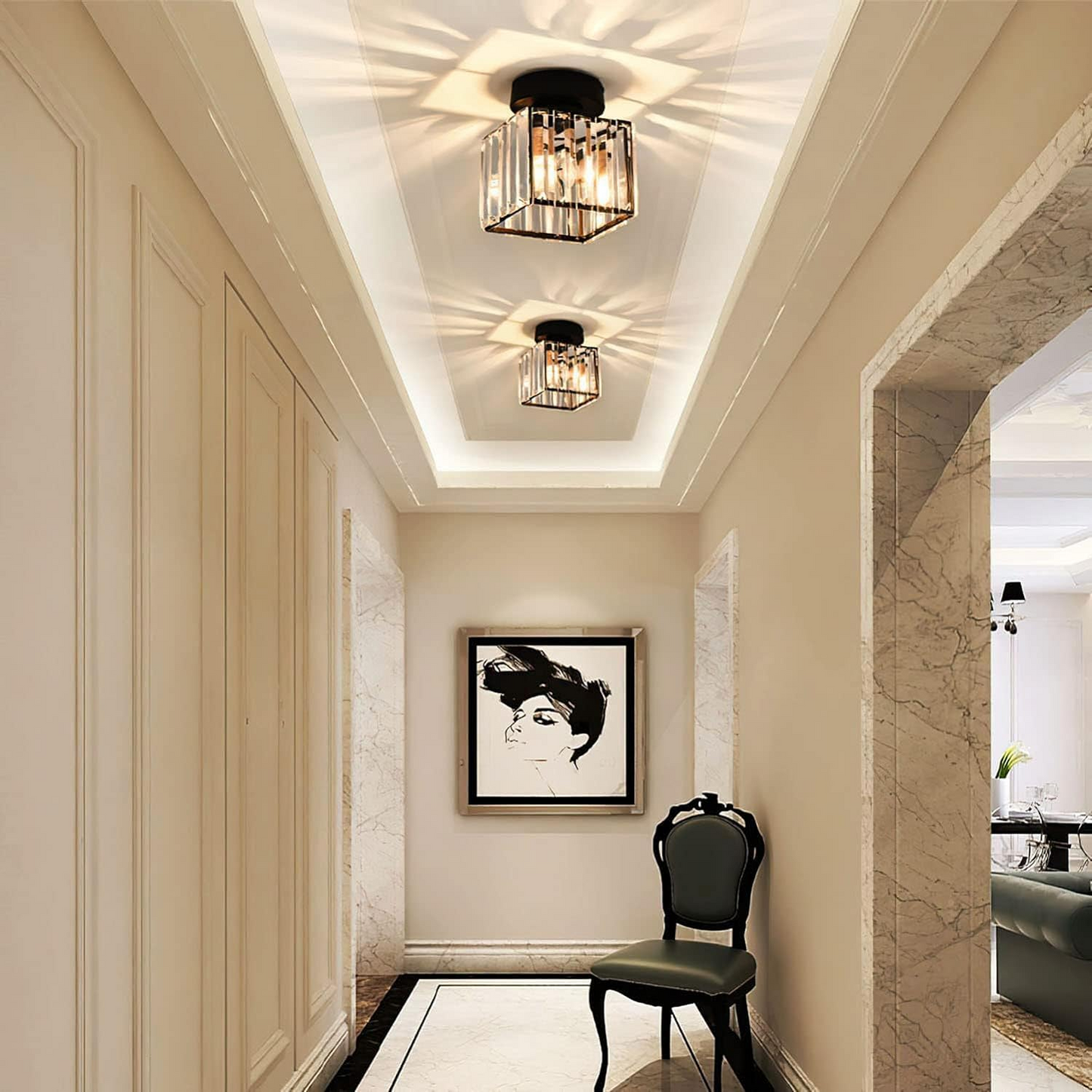 Luxe Kristallen Plafondlamp – Modern Design & Sprankelende Verlichting