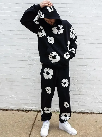 FloralFit Gebloemd Hoodie Trainingspak voor man en vrouw- Comfortabel en Stijlvol