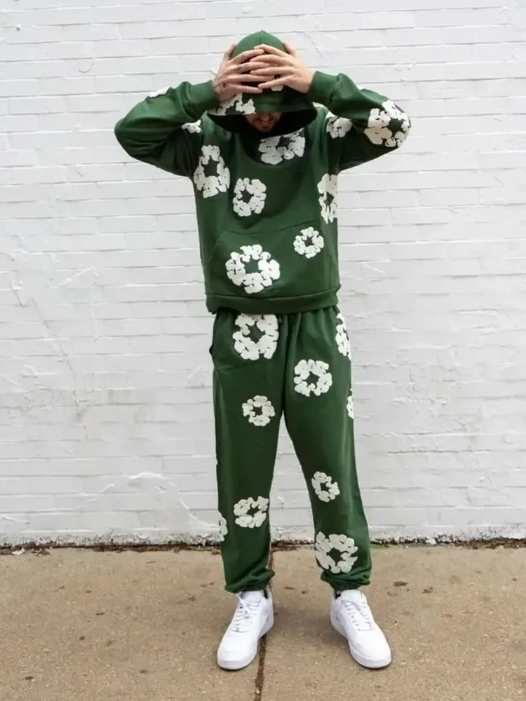 FloralFit Gebloemd Hoodie Trainingspak voor man en vrouw- Comfortabel en Stijlvol