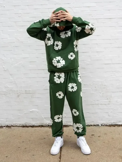 FloralFit Gebloemd Hoodie Trainingspak voor man en vrouw- Comfortabel en Stijlvol