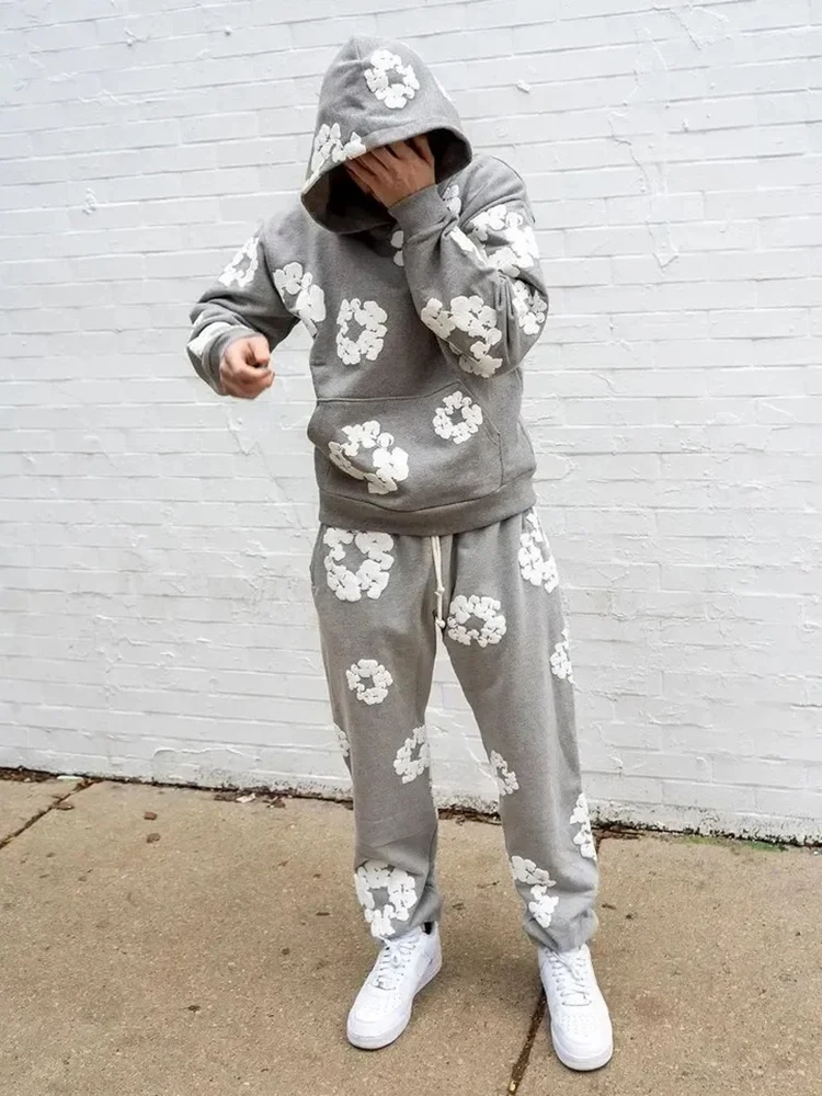 FloralFit Gebloemd Hoodie Trainingspak voor man en vrouw- Comfortabel en Stijlvol