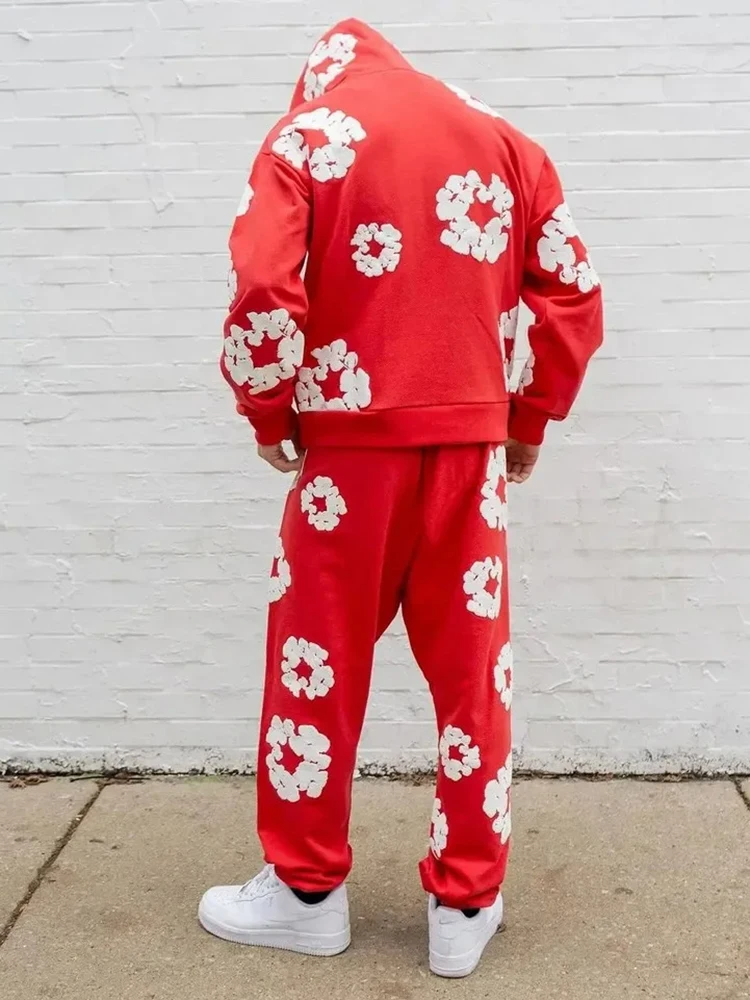 FloralFit Gebloemd Hoodie Trainingspak voor man en vrouw- Comfortabel en Stijlvol