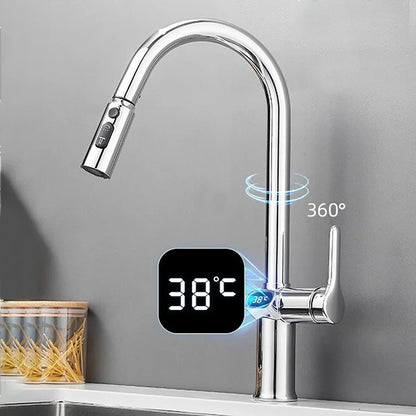 AquaSync Pro – Slimme Uittrekbare Keukenkraan met Temperatuurdisplay
