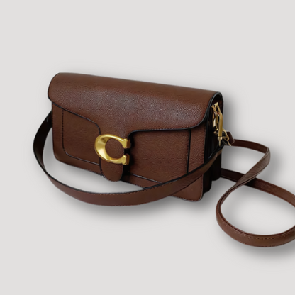 Cleo Leren Schoudertas met Gouden Accent – Chic & Tijdloos